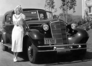 Jean Harlow with her 1934 Cadillac